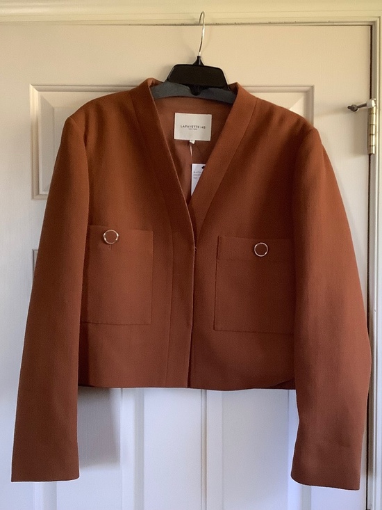 Lafayette 148 New York Jackets & Blazers - Lafayette 148 V- Neck Wool Blazer Camel SZ XXL